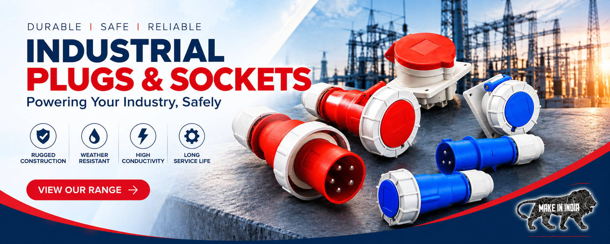 Industrial plugs and sockets for industrial applications